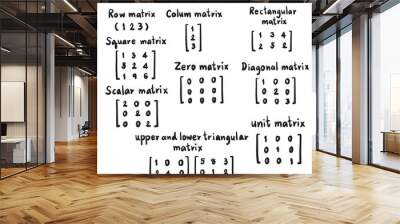 types of matrices math handwritten vector Wall mural