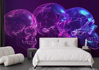 abstract background with glowing skulls Wall mural