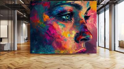 Colorful portrait of a woman Wall mural