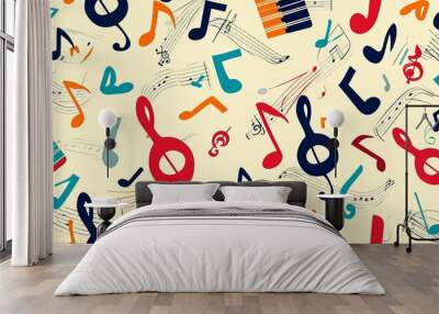 Seamless pattern with musical notes Wall mural