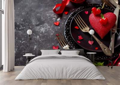 Valentine's day romantic table setting Wall mural