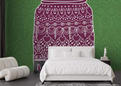 Pink jar with doodle lace Wall mural