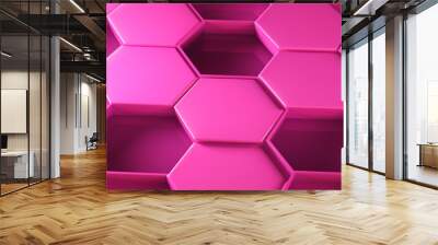 Abstract background made of pink hexagons Wall mural