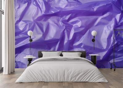 Purple crumpled plastic bag texture. Abstract background and texture for design Wall mural