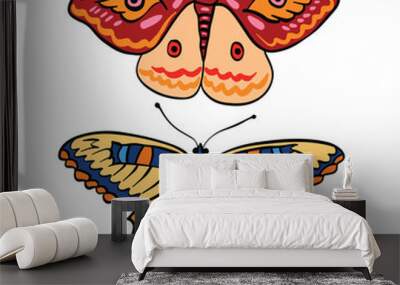 Sets of two beautiful butterfly and moth ,good for graphic design resources. Wall mural