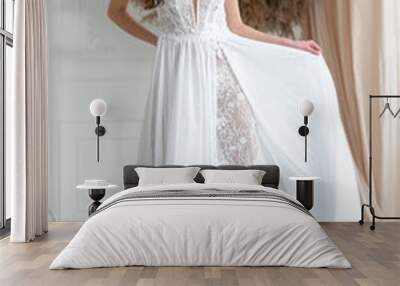 Beautiful bride in a luxurious wedding dress Wall mural