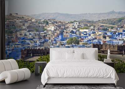 jodhpur blue city view from mehrangarh fort, rajasthan, india Wall mural