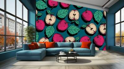 seamless pattern apple vector drawing Wall mural