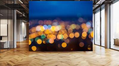 big abstract circular city lights bokeh background Wall mural