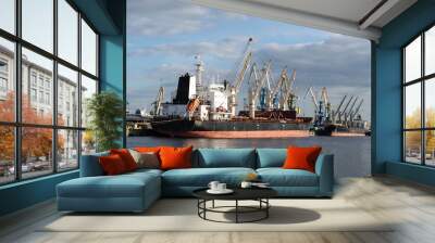  Industrial commercial port in import export, China boat , business commerce logistic and transportation of international by container cargo ship. Wall mural