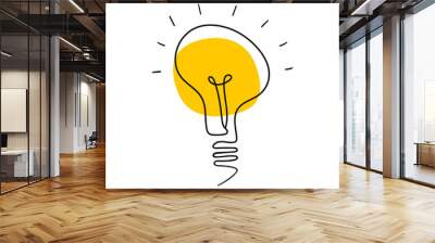 Light bulb hand drawn icon. Simple object isolated on white background. Vector illustration. Wall mural