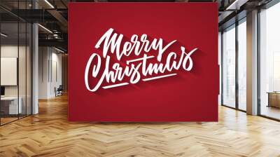 Merry Christmas hand-written text, words, typography, calligraphy, lettering Wall mural