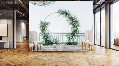 wedding arch on the background of the sea Wall mural