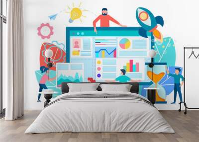 Teamwork seo optimization of web site concept. Wall mural