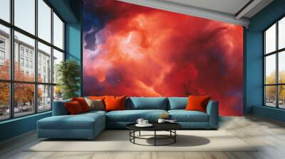 Abstract background with red space nebula Wall mural