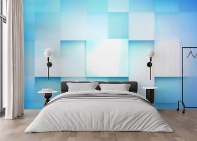 Abstract gradient light blue background with square shapes with copy space Wall mural