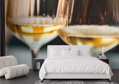 Close up of two glasses with white wine. Close up of two glasses with white wine. Wall mural