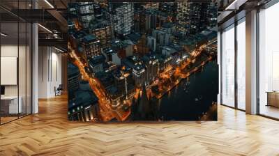 top view of melbourne cbd at night top view of melbourne cbd at night Wall mural