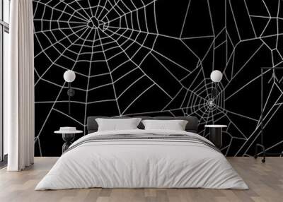 Halloween seamless pattern of spiderweb with black background vector colorful illustrations Wall mural