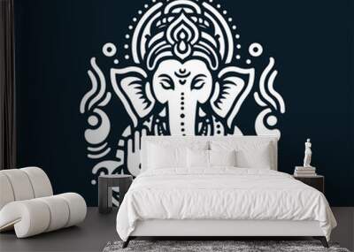 Ganesha Indian Hindu Mythology Tattoo logo icon sticker vector. Wall mural