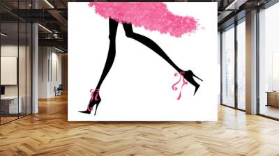 Sexy Legs Running in High Heels Wall mural