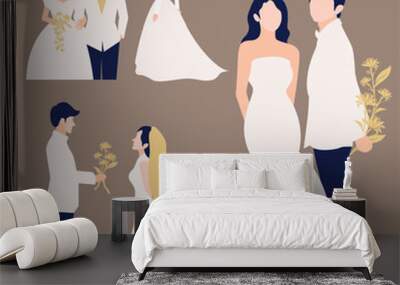 bride and groom silhouettes Wall mural