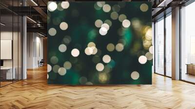 Background of Christmas light bokehs decorating on pine tree Wall mural