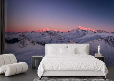 Sunset bathes the French Alps in pastel hues. Wall mural