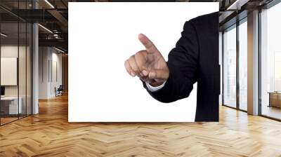 Businessman concept pushing touch blank with white background isolated Wall mural