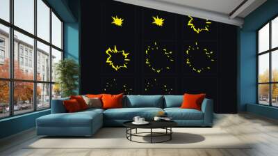 Blast explosion animation. Smoke effect sprites sheet for games, cartoon and animation. Vector illustration. Wall mural