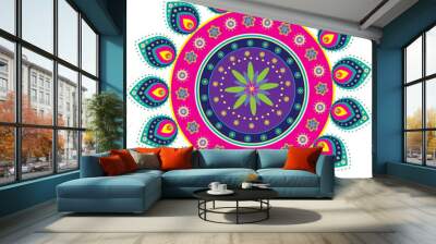 Stock Vector Illustration: Colorful Indian icon Wall mural