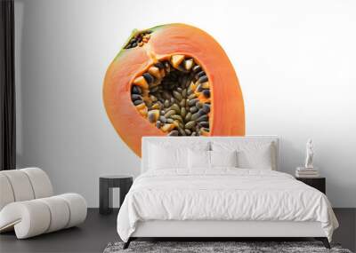 A sliced papaya fruit isolated on a transparent or white background. Wall mural