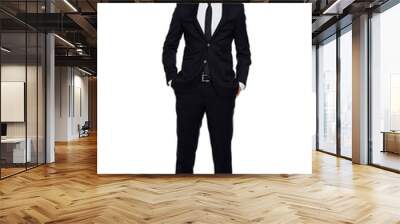 elegant man in black suit, on white Wall mural