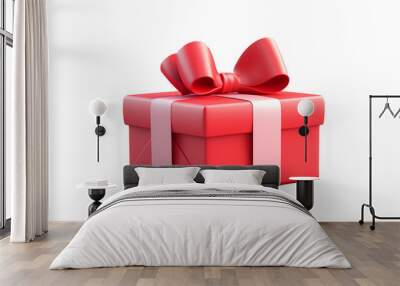 3d rendering of a festive gift box with a bow isolated on a transparent background object for design, png Wall mural