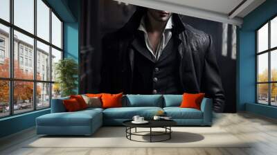 attractive male vampire in a classic suit. protagonist character of a romantic fantasy novel	 Wall mural