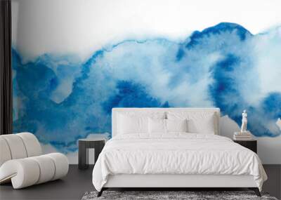 Abstract blue watercolor on white background. Hand drawn illustration. Vector EPS. Wall mural