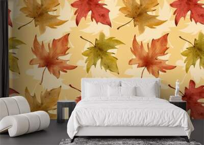 Autumn pattern, Autumn illustration, Fall pattern, Fall illustrations, Autumn leaves pattern, Fall leaves pattern Wall mural