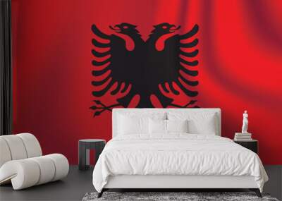 Flag of Albania. Albanian national symbol in official colors. Template icon. Abstract vector background Wall mural