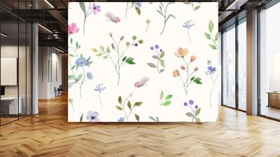 Seamless watercolor floral pattern. Hand drawn illustration isolated on pastel background. Vector EPS. Wall mural