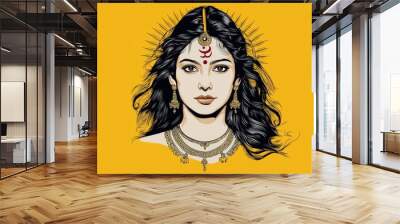 Solar deity Surya: Embodiment of cosmic energy, worshipped during Makar Sankranti, Chhath Puja, and Ratha Saptami, the radiant charioteer who brings light and life to the universe in Hindu belief. Wall mural