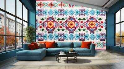 ecuadorian ethnic folk geometric pattern embroidery Wall mural