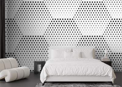 Vector seamless texture. Modern geometric background. Grid with hexagonal tiles made of dots. Wall mural