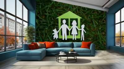 concept of eco friendly and save the earth with happy family. pa Wall mural