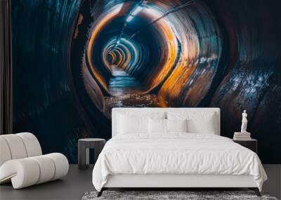 Underground drainage system with concrete tunnel and water flow Wall mural