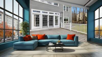 Closeup view of the patio of a  private house with a gray exterior Wall mural