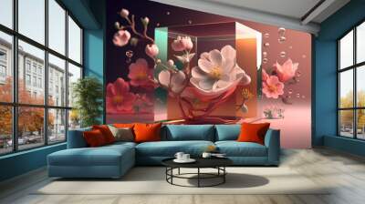 Stunning and Beautifully 3D Rendered Artwork of Flower Trapped in glass box Generative AI Wall mural