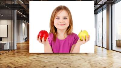 Little girl holding apples Wall mural