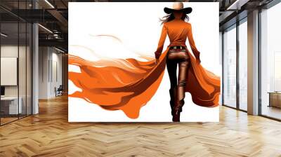 Attractive young cowgirl illustration. Generative ai Wall mural