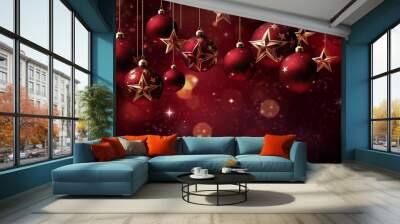 Christmas background with a maroon ornament. generative ai. High quality illustration Wall mural