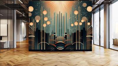 Generative ai. Art Deco Christmas abstract background Wall mural